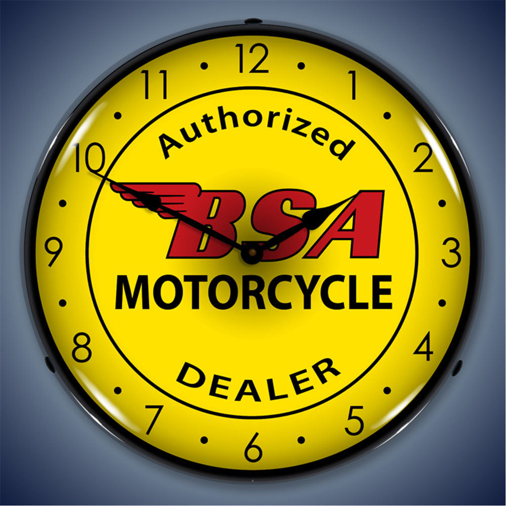 BSA Motorcycle Authorized Dealer 14" Vintage-Style Backlit LED Wall Clock