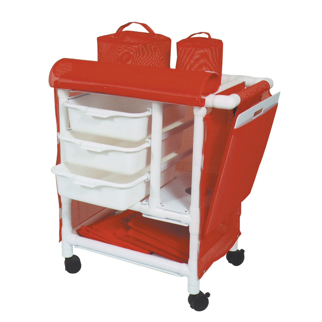 MJM Healthcare-Grade PVC Emergency Crash Cart | Integrated Oxygen Corral & CPR Board Support