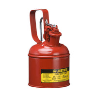 Justrite 1 Quart Steel Safety Can For Flammables, Type 1, Flame Arrester, Trigger-Handle, Red