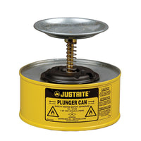 Justrite Plunger Dispensing Can, Perforated Pan Screen Serves as Flame Arrester, 1 Quart, Steel