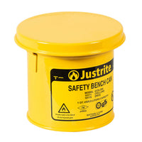 Justrite 1 Quart Steel Bench Can, With Perforated Dasher Plate, Yellow