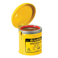Justrite 1 Quart Steel Bench Can, With Perforated Dasher Plate, Yellow
