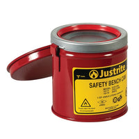 Justrite 1 Quart Steel Bench Can, With Perforated Dasher Plate, Yellow