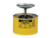 Justrite Plunger Dispensing Can, 2 Quart, Perforated Pan Screen Serves As Flame Arrester, Steel