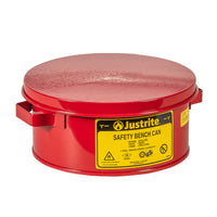 Justrite 1 Gallon Steel Bench Can, With Perforated Dasher Plate, Parts Basket