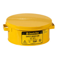 Justrite 1 Gallon Steel Bench Can, With Perforated Dasher Plate, Without Parts Basket