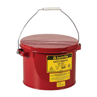 Justrite 6 Quart Steel Swab Pail, Perforated Dasher Plate, Hinged Cover