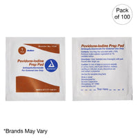 Kemp USA Povidone Iodine Prep Pad, Medium (10 Boxes Of 100 Pcs)