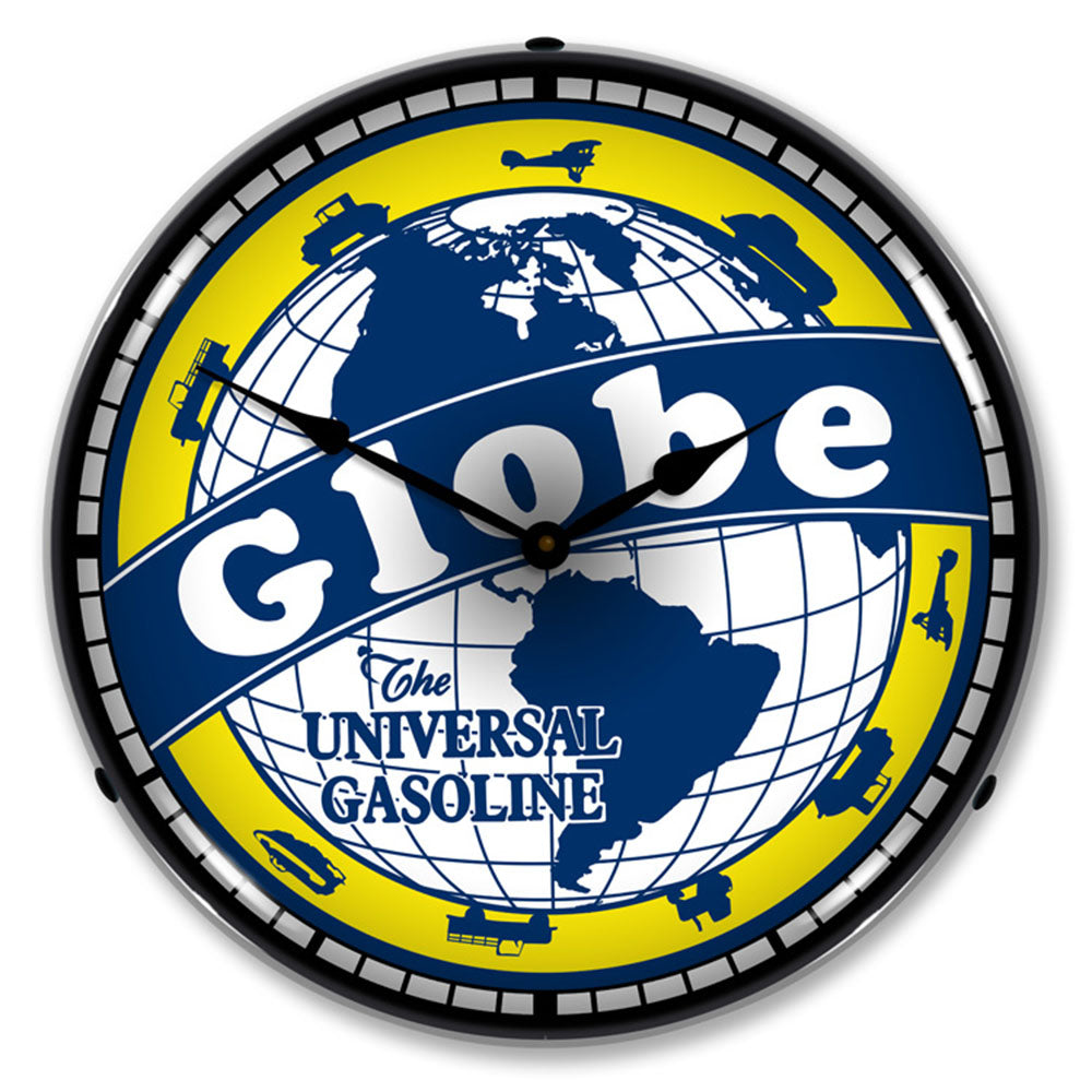 Globe, "The Universal Gasoline" 14" LED Wall Clock