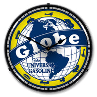 Globe, "The Universal Gasoline" 14" LED Wall Clock