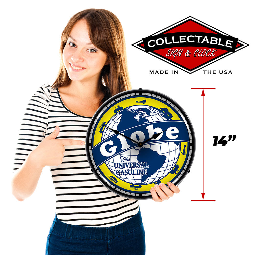 Globe, "The Universal Gasoline" 14" LED Wall Clock