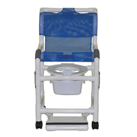 MJM Standard Shower Chair with Drop Arms, Slide Out Footrest and Commode Pail