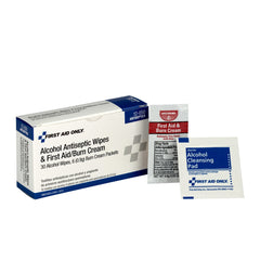 First Aid Only Antiseptic First Aid Kit - 3 Wipes, 6 First Aid Burn Cream