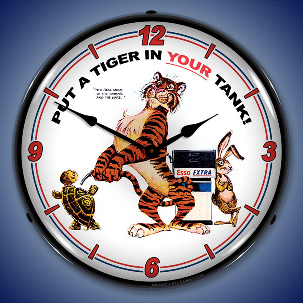 Esso Tiger "Put a Tiger in Your Tank!" 14" LED Wall Clock