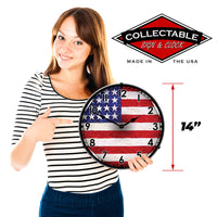USA Flag 14" LED Wall Clock