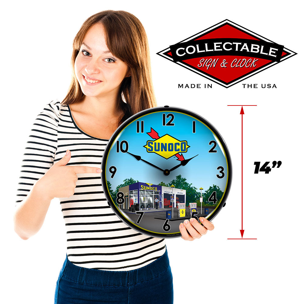 Sunoco Vintage Gas Station 14" Illuminated LED Wall Clock