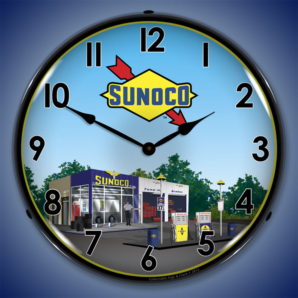 Sunoco Vintage Gas Station 14" Illuminated LED Wall Clock