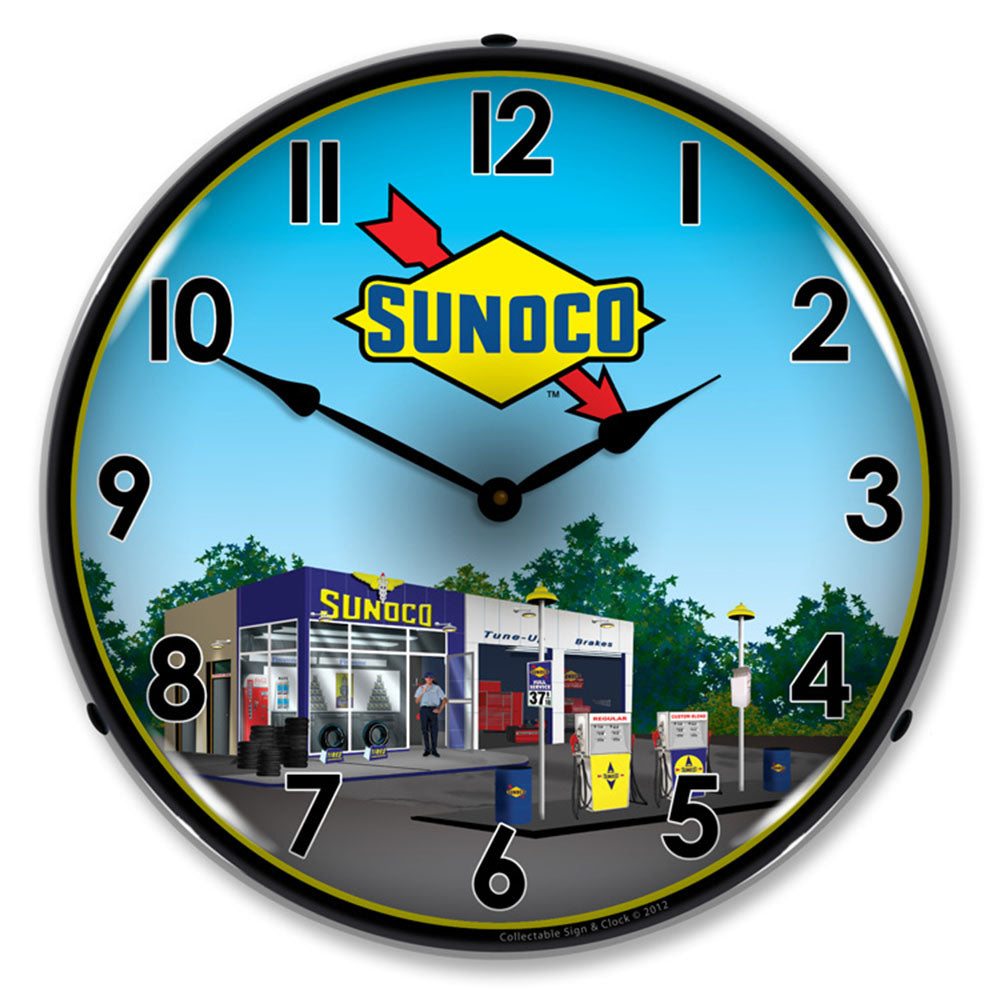 Sunoco Vintage Gas Station 14" Illuminated LED Wall Clock