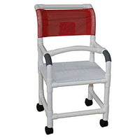 MJM Shower Chair with Vacuum Seat, Sliding Footrest, and Dual Drop Arm