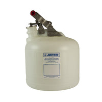 Justrite Safety Container for Corrosives/Acids, 2.5 Gallon, Self-Close Cap, Polyethylene
