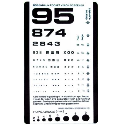 Graham Field Grafco Rosenbaum Pocket Vision Screener Card