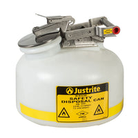 Justrite Safety Can For Liquid Disposal, 2 Gallons, Polyethylene