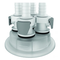 Justrite Adapter for Carboy Cap, 83mm, With 4 Hose Barbs, Quick Connects