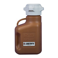 Justrite Carboy, High Density Polyethylene (HDPE), Amber, 83mm Cap
