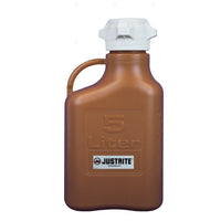 Justrite Carboy, High Density Polyethylene (HDPE), Amber, 83mm Cap