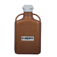 Justrite Carboy, High Density Polyethylene (HDPE), Amber, 83mm Cap