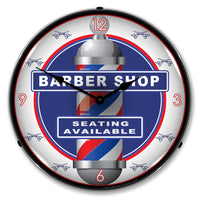 Barber Shop "Seating Available" 14" LED Wall Clock