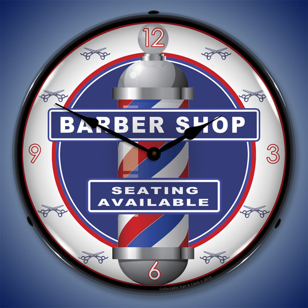 Barber Shop "Seating Available" 14" LED Wall Clock