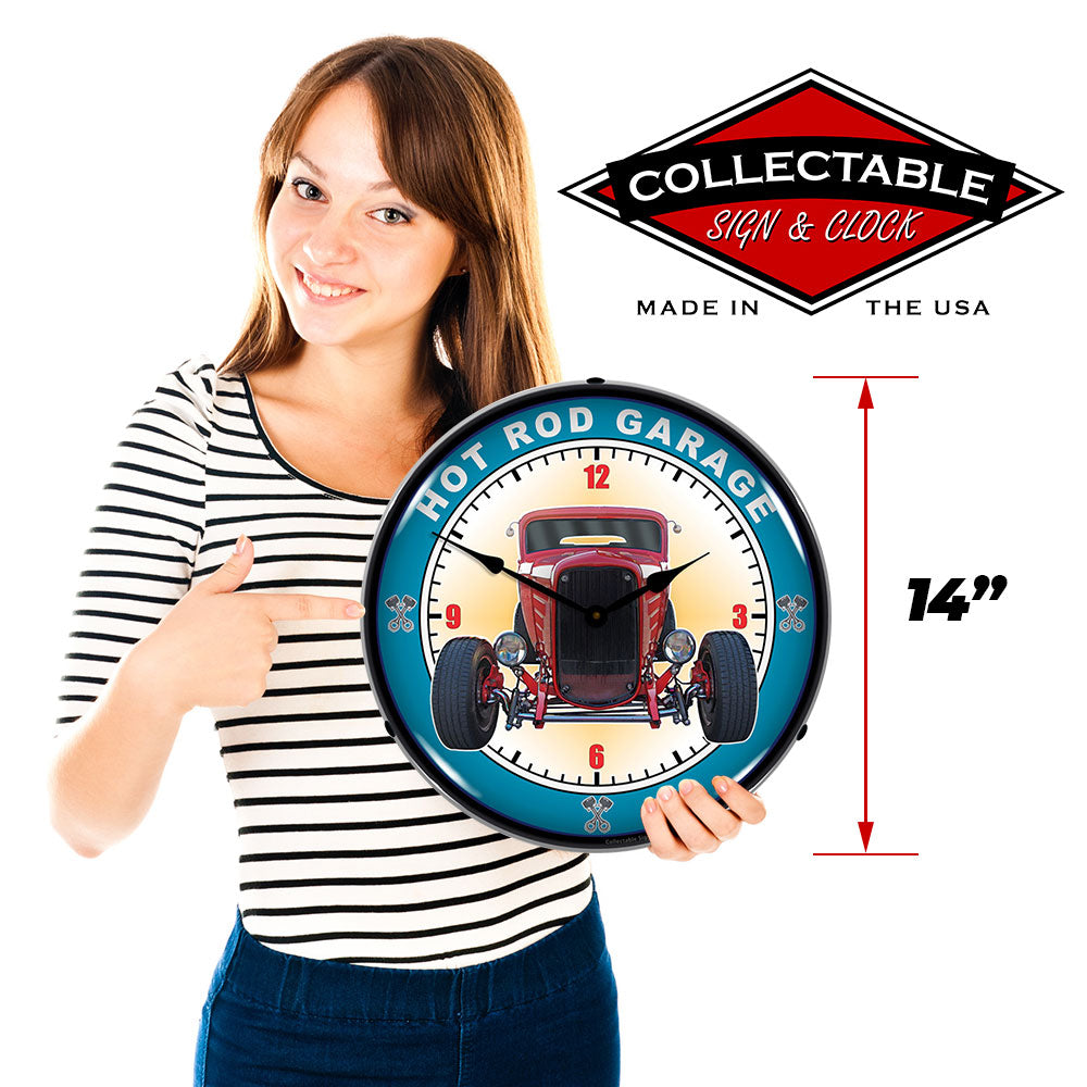 Hot Rod Garage 14" LED Wall Clock