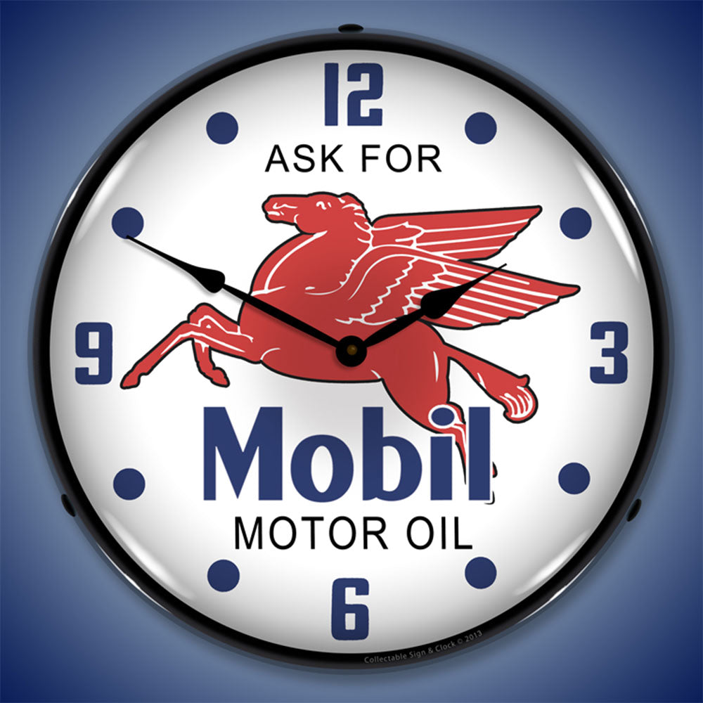 Ask for Mobil Motor Oil 14" LED Wall Clock