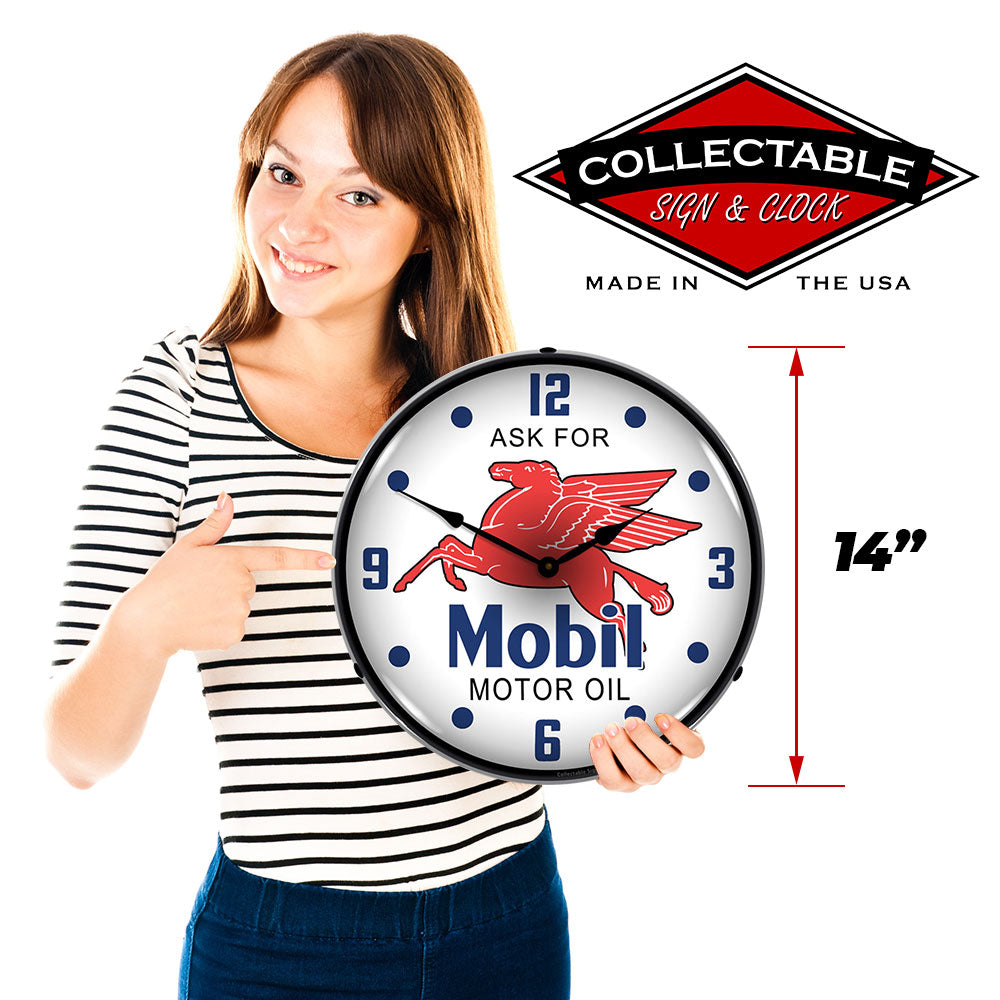 Ask for Mobil Motor Oil 14" LED Wall Clock