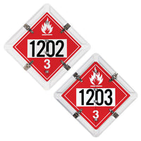 JJ Keller Aluminum Flip Placard - 2 Legend, Numbered, White or Unpainted Back Plate