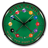 Billiards "When You Need A Break" 14" LED Wall Clock