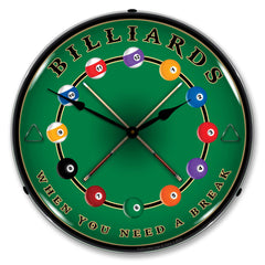 Billiards "When You Need A Break" 14" LED Wall Clock