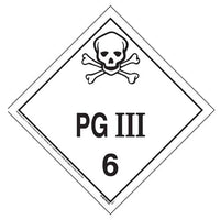 JJ Keller Division 6.1 PG III Placard - Worded