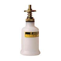 Justrite 4 Ounce Plastic Dispensing Can, Brass Dispenser Valves, Translucent