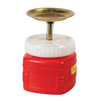 Justrite 1 Quart Plastic Plunger Dispensing Can, Perforated Pan Screen Serves as Flame Arrester
