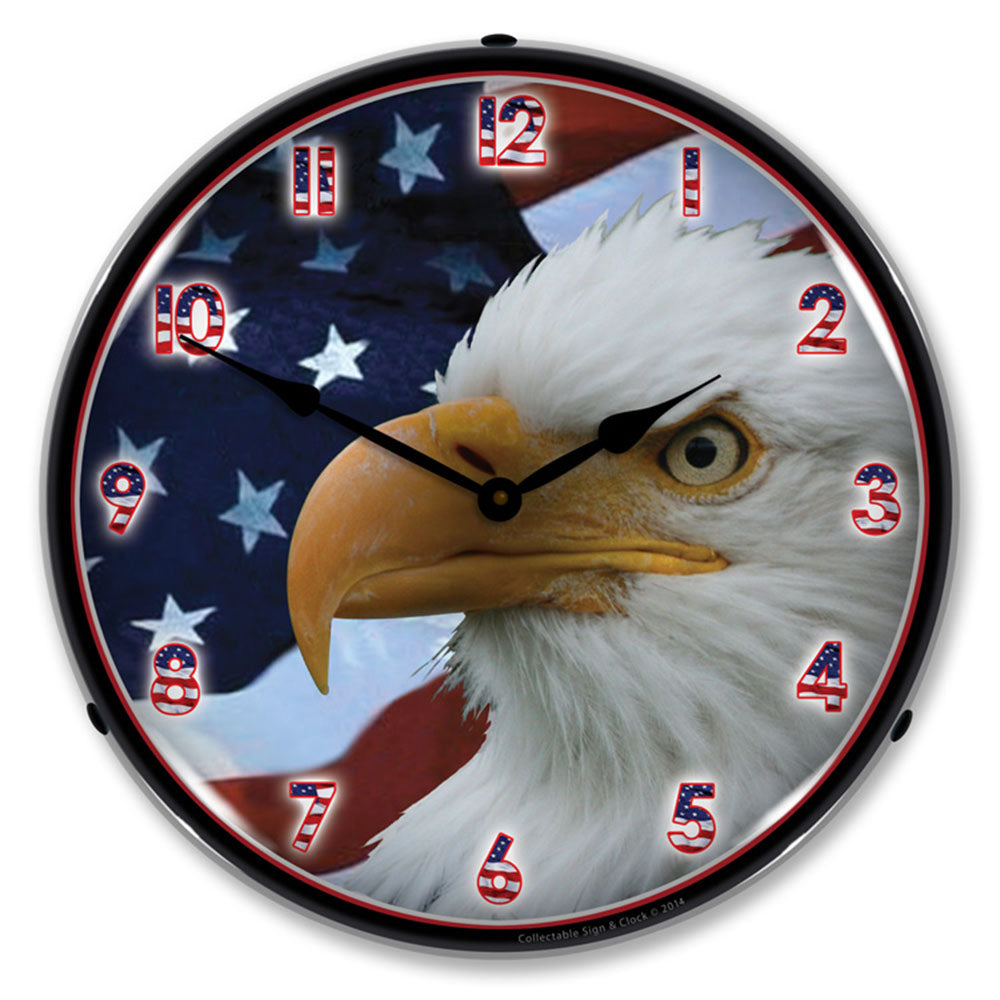 American Bald Eagle 14" LED Wall Clock