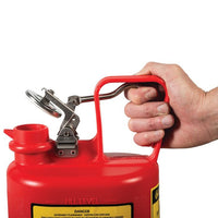 Justrite Gallon Plastic Safety Can For Flammables, Oval, Stainless Steel Hardware, Flame Arrester