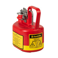 Justrite Gallon Plastic Safety Can For Flammables, Oval, Stainless Steel Hardware, Flame Arrester