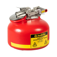 Justrite 2 Gallon, Polyethylene Safety Can For Liquid Disposal, Built-In Fill Gauge