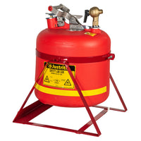 Justrite 5-Gallon, Polyethylene Safety Can, Tilt-Style With Stand, Top Self-Close Brass Faucet