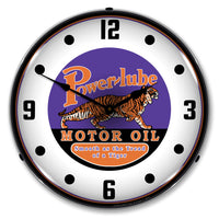 Powerlube Motor Oil "Smooth as the Tread of a Tiger" 14" LED Wall Clock