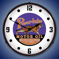 Powerlube Motor Oil "Smooth as the Tread of a Tiger" 14" LED Wall Clock