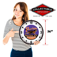 Powerlube Motor Oil "Smooth as the Tread of a Tiger" 14" LED Wall Clock