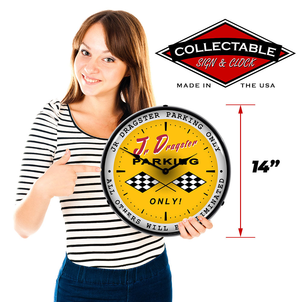 Jr Dragster Parking Only "All Others Will be Eliminated" 14" LED Wall Clock